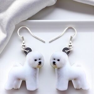 Bichon Bliss: Adorable Handmade Dangle Earrings for Dog Moms & Furbaby Lovers!
